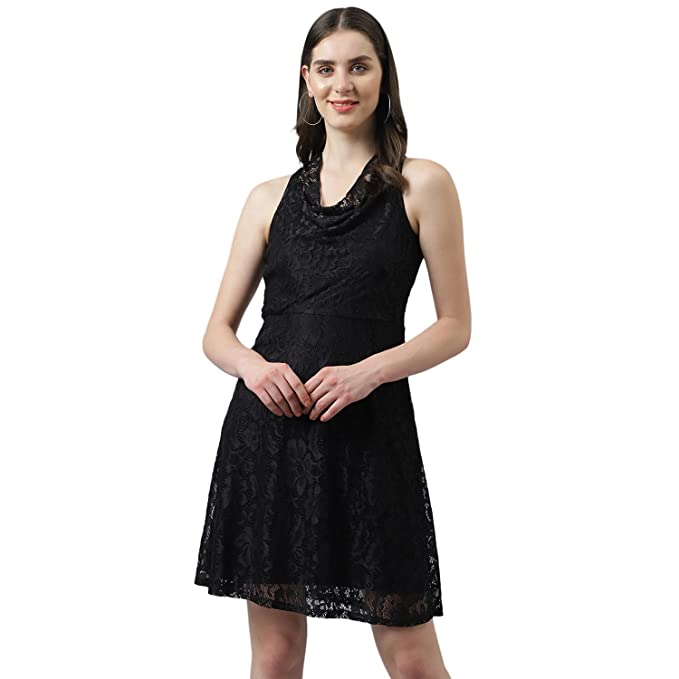 Latin Quarters Women Black Lace Dress Offer Price