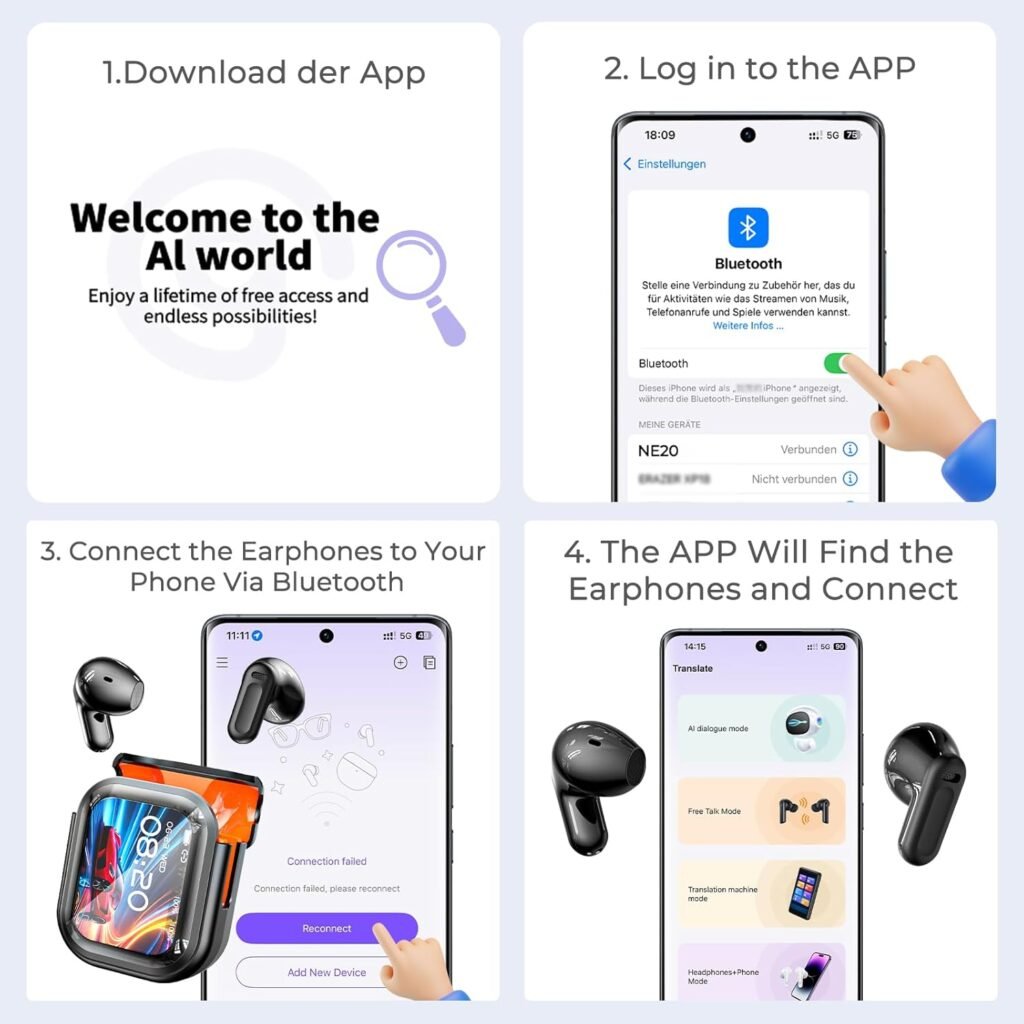 Hyyeosd NE20 Translation Earbuds APP Supports