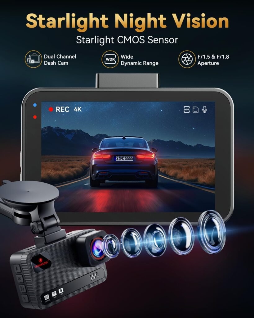 TERUNSOUL D016 Dash Cam with Night Vision Features