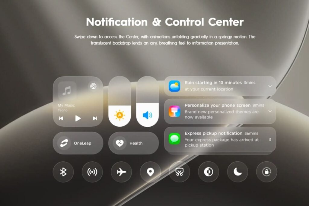 Tecno Android 16 HiOS 16 Control Center
